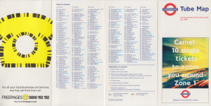 [July 1996] Tube Map: Journey planner with station index: Carnet