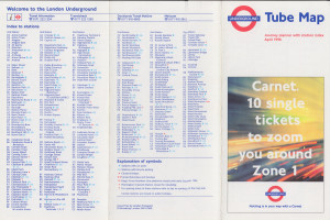 [April 1996] Tube Map: Journey planner with station index: Carnet