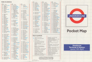 [1986: No 1] Pocket Map: Heathrow Terminal 4 Station opens 12th April