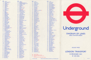 [1977: No 1] Diagram of Lines and Station Index (Map OP: NORTH LONDON LINE Brondesbury Park is closed on Sundays)