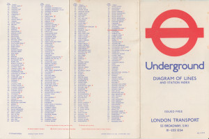 [1974: No 1] Diagram of Lines and Station Index (Map OP: Strand Station Closed for Rebuilding)