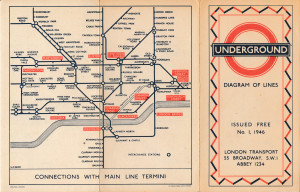 [1946: No 1] Diagram of Lines (Central Line Extension overprint on map)