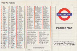 [March 1985: Ref A] Pocket Map: "Underground" roundel (Watford in index corrected to B1)