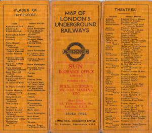 [January 1927] Map of London's Underground Railways: Yellow Cover (OP: SUN Insurance)