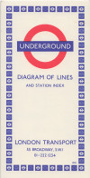 [1970] Diagram of Lines and Station Index (Map Misprint (missing Central & Piccadilly lines))