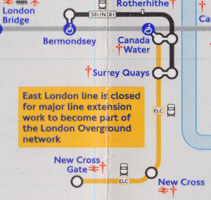 [October 2008] Tube map: Fragment of a Magic Carpet (East London line & fare zones mis-print)