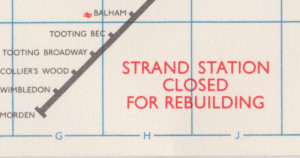 [1974: No 1] Diagram of Lines and Station Index (Map OP: Strand Station Closed for Rebuilding)