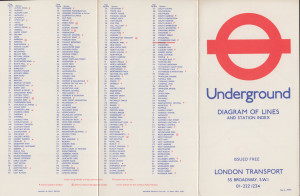 [1974: No 2] Diagram of Lines and Station Index (Map OP: Strand Station Closed for Rebuilding)