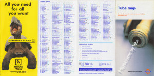 [September 2000] Tube map: Journey planner with station index and facilities: Museums by Tube (Yellow Pages "Removals & Storage" advert)